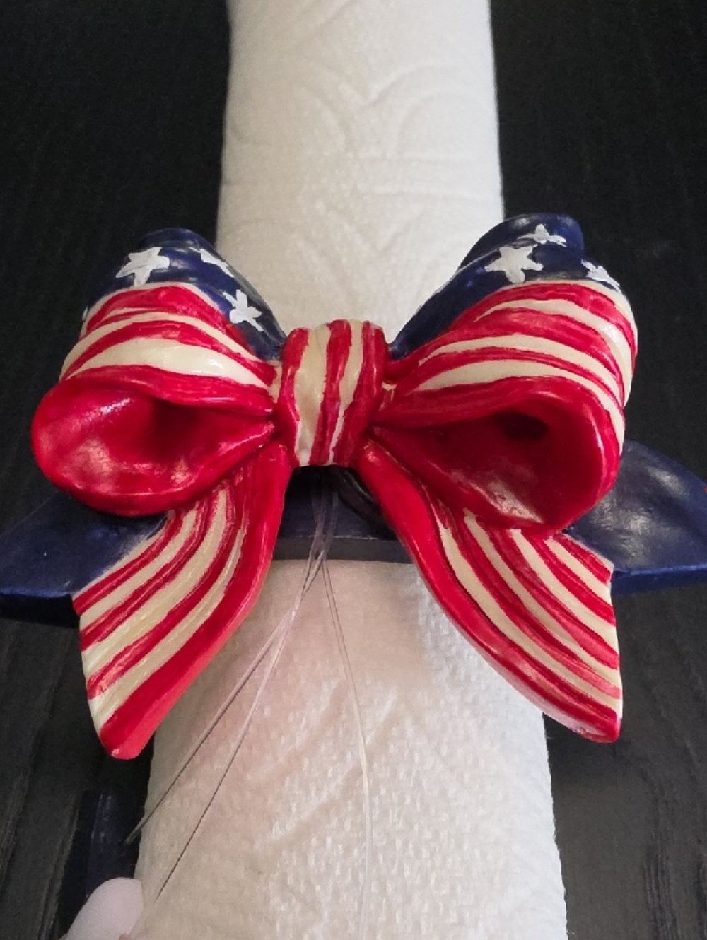 4th Of July Patriotic Napkin Rings with Star Charms - Red, White & Blue S/6 - Picture 7 of 16